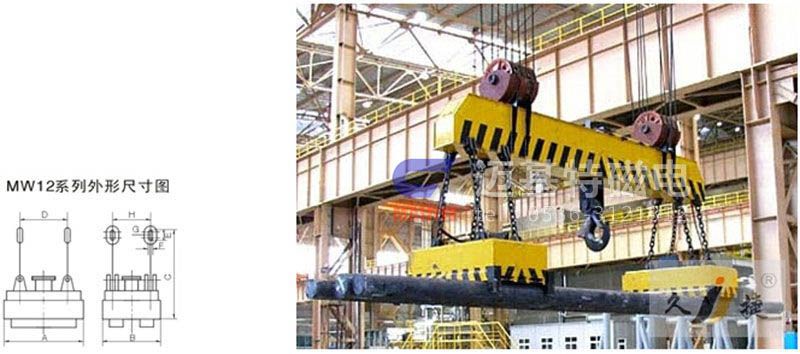MW12系列、MW15系列吊運(yùn)捆扎螺紋鋼、圓鋼用起重電磁鐵